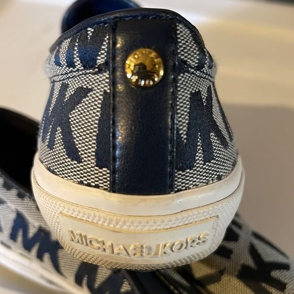 Michael Michael Kors Keaton Slip On Signature Logo Sneakers Navy Blue White 6.5 - Picture 6 of 14